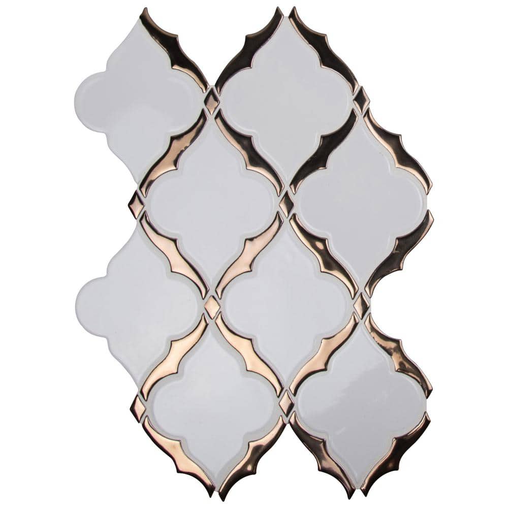 Take Home Tile Sample-Victorian Light Arabesque 4 in. x 4 in. Glossy Porcelain Floor and Wall Tile price history on PriceWatchPro