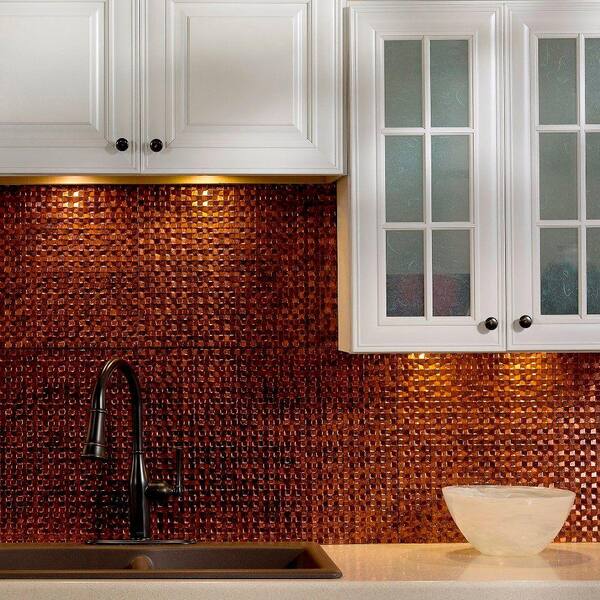 Fasade 18.25 in. x 24.25 in. Moonstone Copper Terrain PVC Decorative Tile Backsplash