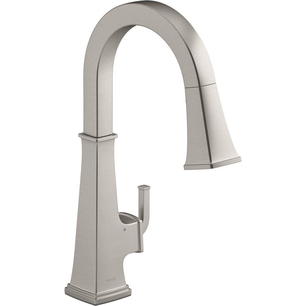 KOHLER Riff Single Handle Touchless Pull Down Sprayer Kitchen Faucet In   Vibrant Stainless Kohler Pull Down Kitchen Faucets 23832 Vs 64 1000 