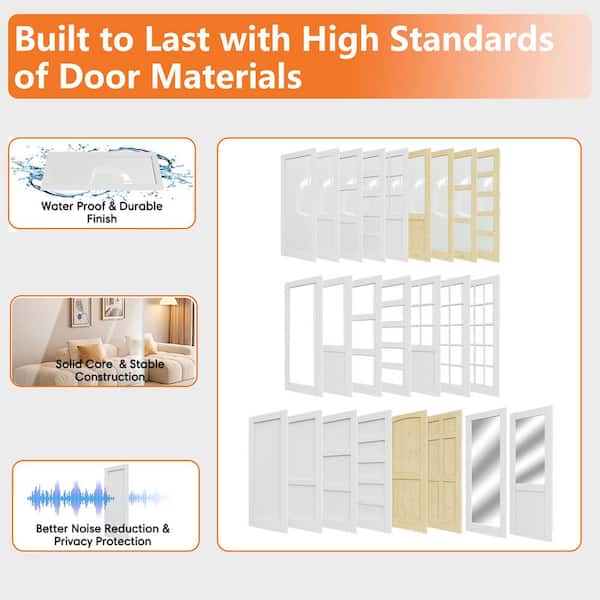 32 in. x 80 in. 2-Panled Blank Left-Handed Primed Solid Core Wood Ready to Assemble Interior Door Single Prehung Door