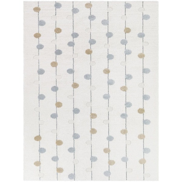 Stryer Blue 5 ft. 3 in. x 7 ft. Kids Dots and Stripes Area Rug