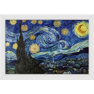 Starry Night (Luxury Line) by Vincent Van Gogh Gallery White Framed Astronomy Oil Painting Art Print 28 in. x 40 in.