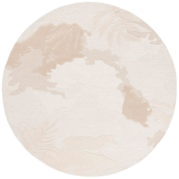 Mykonos 6 ft. x 6 ft. Ivory/Beige High-Low Abstract Round Area Rug