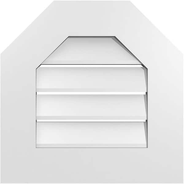 Ekena Millwork 18 in. x 18 in. Octagonal Top Surface Mount PVC Gable Vent: Functional with Standard Frame