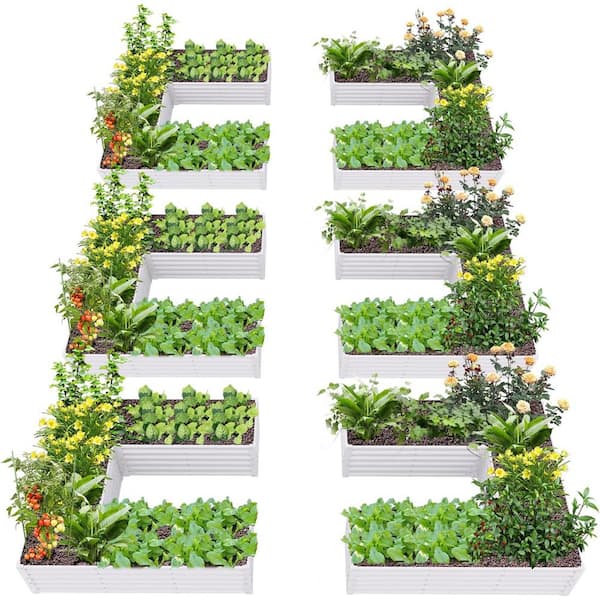 Unbranded 6pcs U-Shaped Galvanized Steel Raised Garden Beds-6 x 6 x1.5ft. Planter Boxes for Vegetables, Flowers & Herbs, Anti-Rust