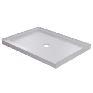 48 in. L x 34 in. W x 4 in. H Single Threshold Alcove Shower Pan with Center Drain in White