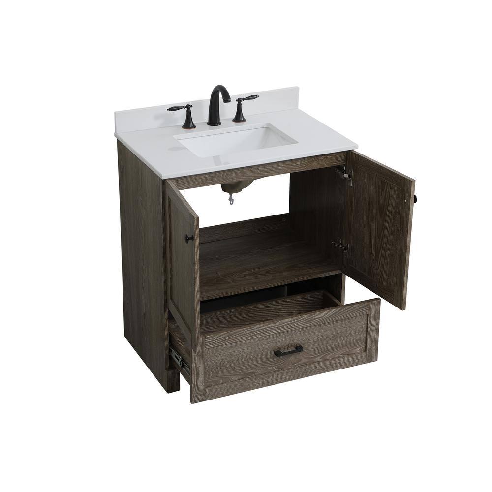 Weathered Oak 30" Single Bathroom Vanity with Porcelain Sink