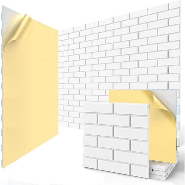 0. 4in T x 1ft x 1ft White Polyester Brick Sound Absorbing Panel 20-Pack