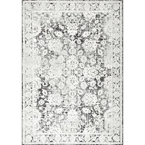 nuLOOM Primavera Floral Distressed Ivory 8 ft. x 10 ft. Area Rug