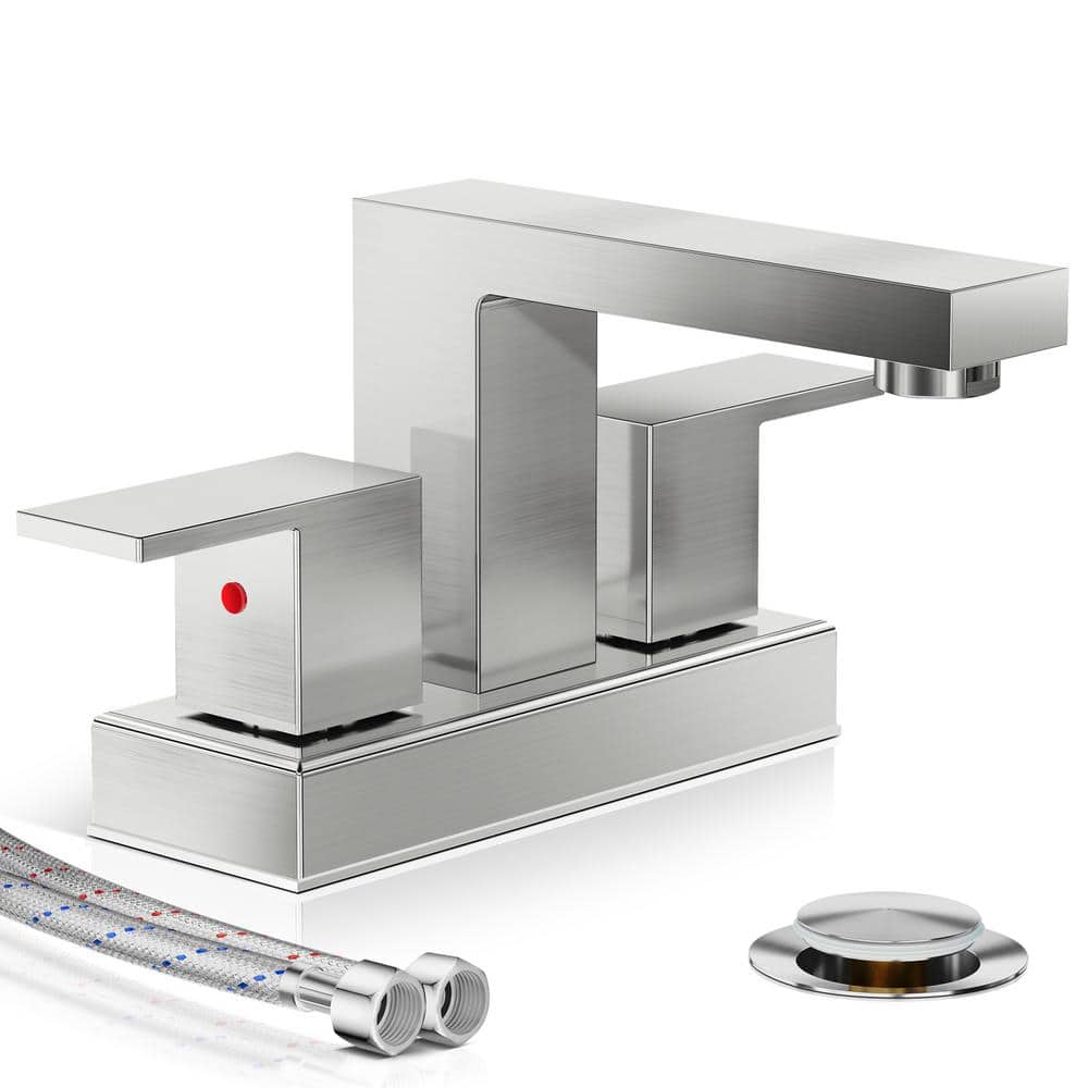 Phiestina Brushed Nickel 2 handles 4 in. Centerset Bathroom Faucet for ...