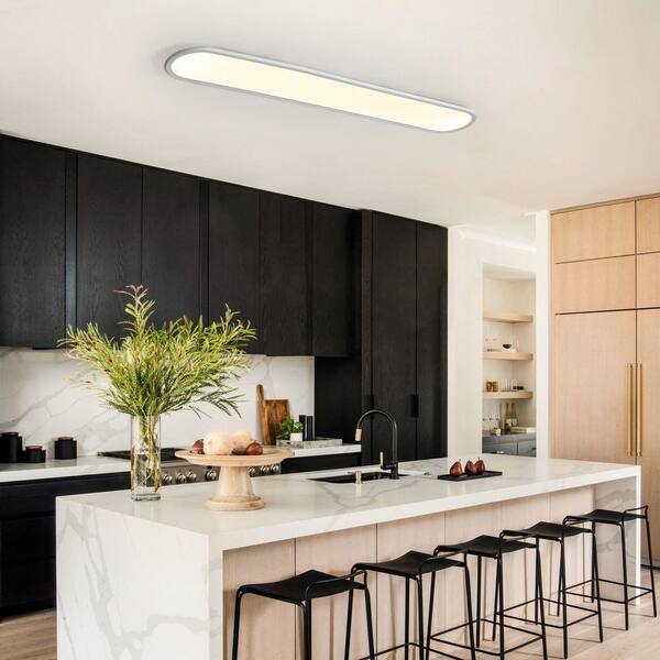 Genoci 47.2 in. 48-Watt Modern White Dimmable Integrated LED Flush