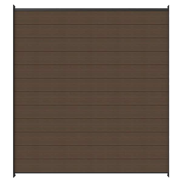 UltraEasy Flat Style Enclosures 6 ft. x 6 ft. Brazilian Ipe Composite Horizontal Fence Panel Kit with Black Frame