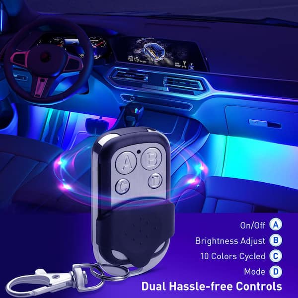 RGBIC Smart Integrated LED Interior Car Lights 12-Volt 3.9 ft. Black Under Cabinet Light with Remote (1-Pack)