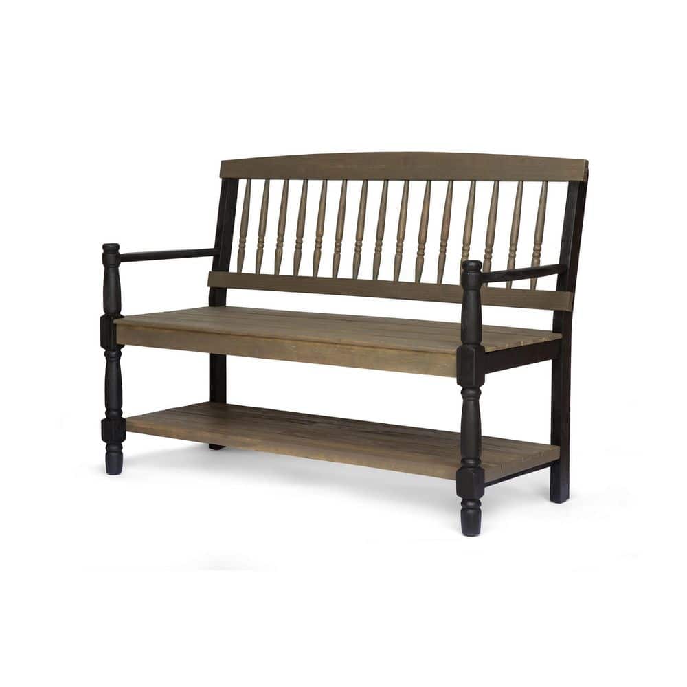Avex 51 in. W Grey and Black Wood Outdoor Patio Bench Chair with Back price history on PriceWatchPro
