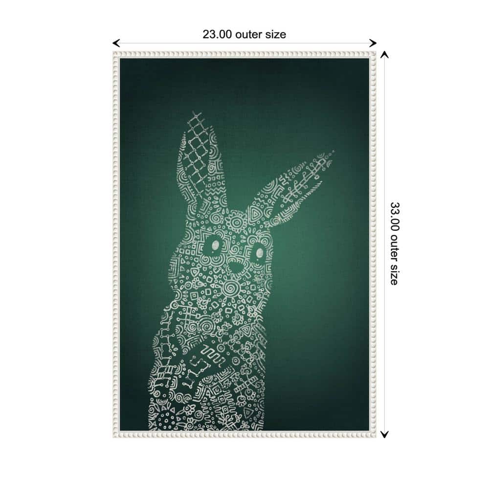 Emerald Bunny Graphic Art on Canvas with White Floater Frame
