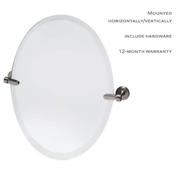 Frameless Oval Bathroom Vanity Mirror, Polished Nickel Oval Bathroom Mirror