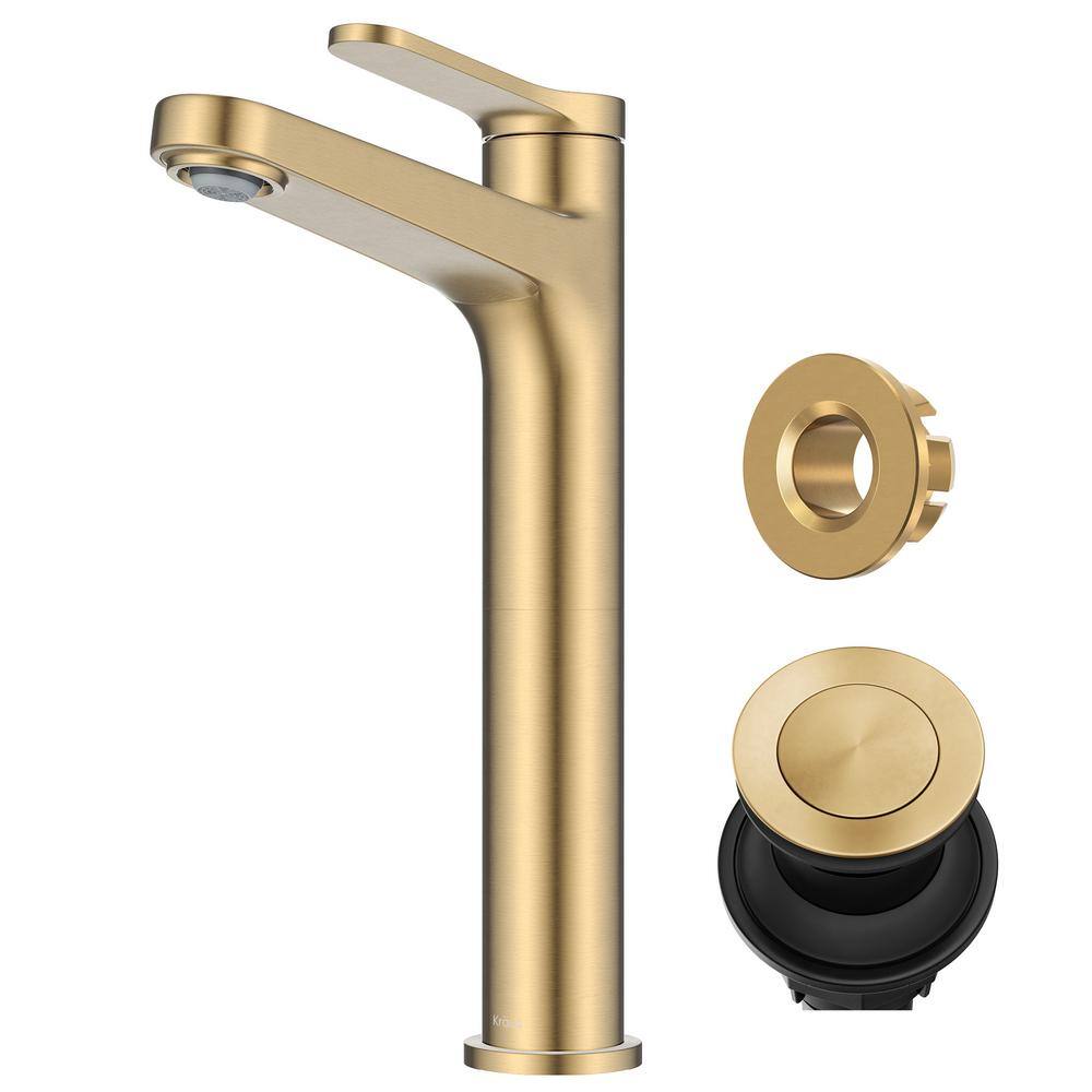 Indy Spot-Free Brushed Brass Single Handle Vessel Sink Faucet