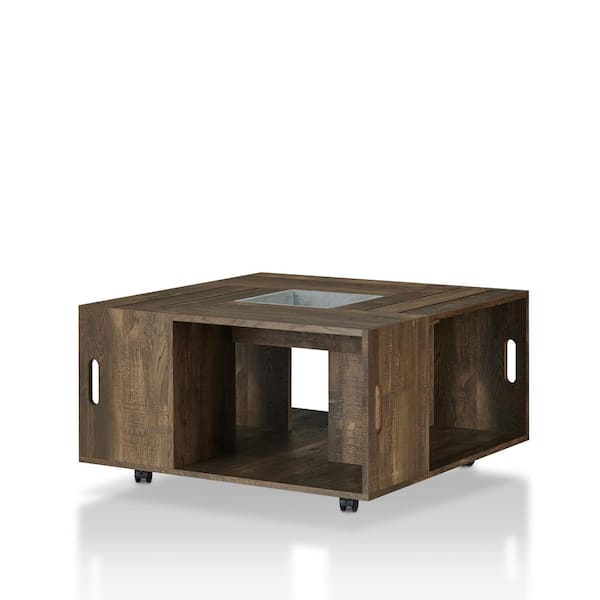 Furniture of America Richwood 31.5 in. Reclaimed Oak Square Wood