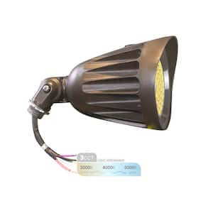 25W Outdoor Bronze Integrated LED Bullet Light, 3-Color Selectable, Flag Pole & Landscape Lighting, Dimmable, 120-277V