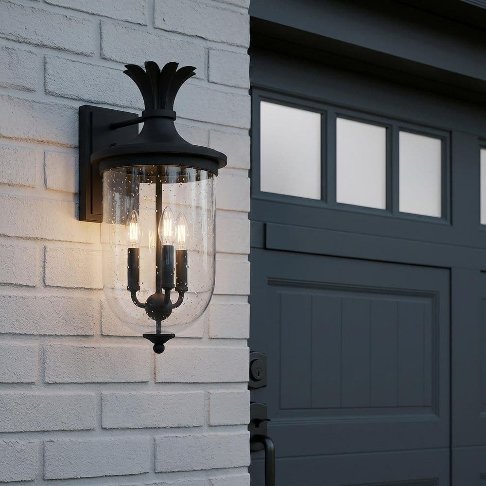 Quoizel Havana 20 in. Earth Black Hardwired Outdoor Wall Lantern