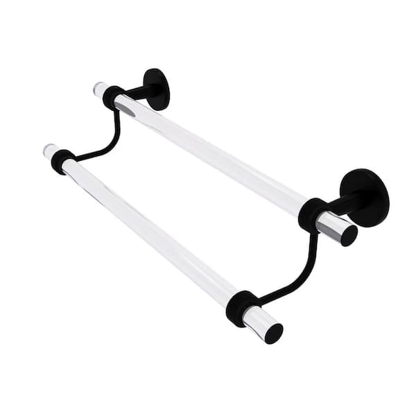 Allied Brass Clearview Collection 24 in. Wall Mounted Double Towel Bar with Groovy Accents in Matte Black