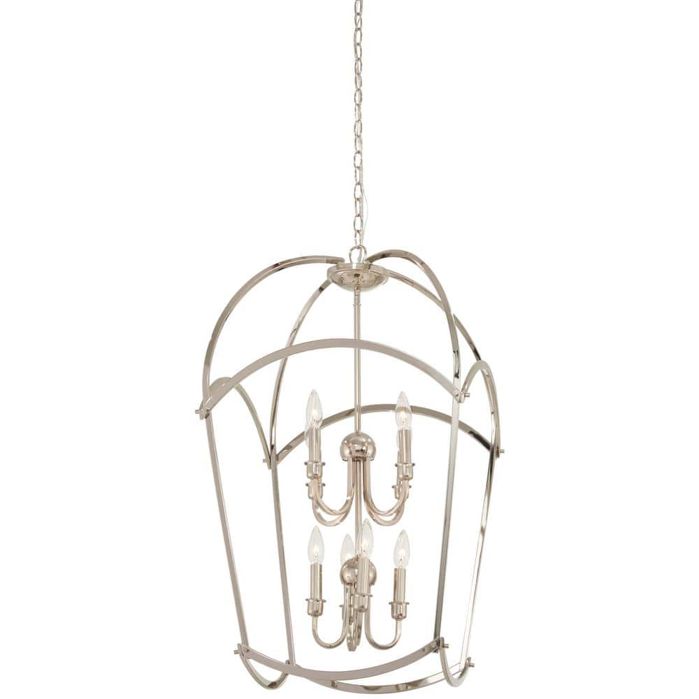 Jupiter's Canopy 8-Light Tiered Polished Nickel Pendant
