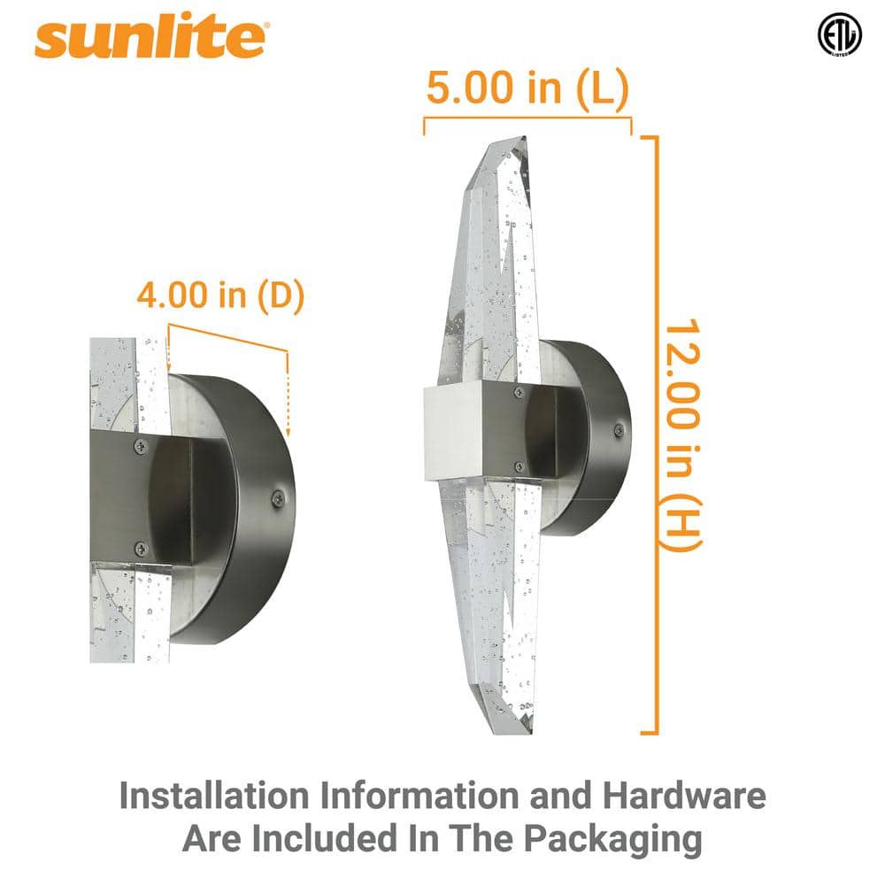 Brushed Nickel LED Crystal Shape Wall Sconce