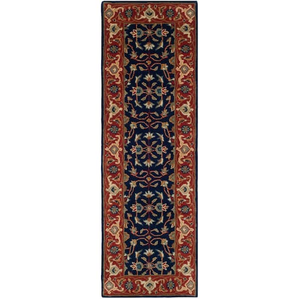 Royalty 2 ft. x 8 ft. Navy/Rust Oriental Runner Rug