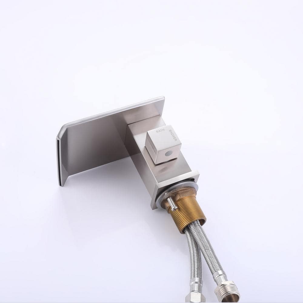 Brushed Nickel Waterfall Roman Tub Faucet with Handheld Shower