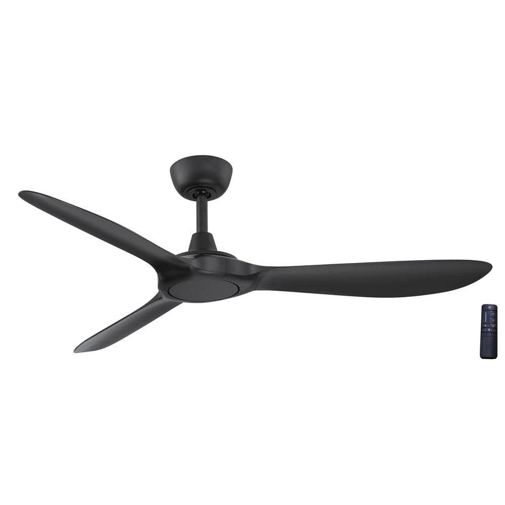 Home Decorators Collection Tager 52 in. Indoor/Outdoor Matte Black Smart Ceiling Fan with Remote Control Powered by Hubspace