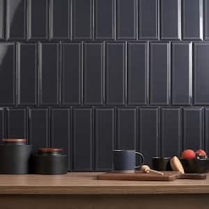 Danvers Charcoal Black 3.93 in. x 11.81 in. Polished Beveled Ceramic Subway Wall Tile (12.91 sq. ft./Case)