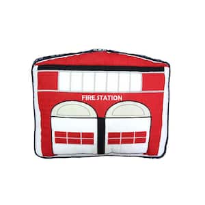 Patriotic Hero Firetruck Station Red White Embroidered Cotton Novelty 17 in. x 14 in. x 3 in. DecorThrowPillow(Set of 1)