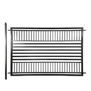 8 ft x 5 ft Barcelona Series Black Metal Iron Fence Gate Panel