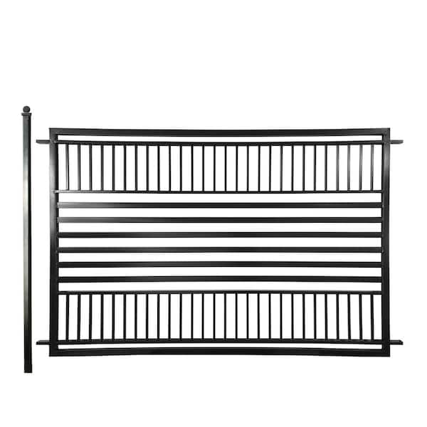 ALEKO 8 ft x 5 ft Barcelona Series Black Metal Iron Fence Gate Panel