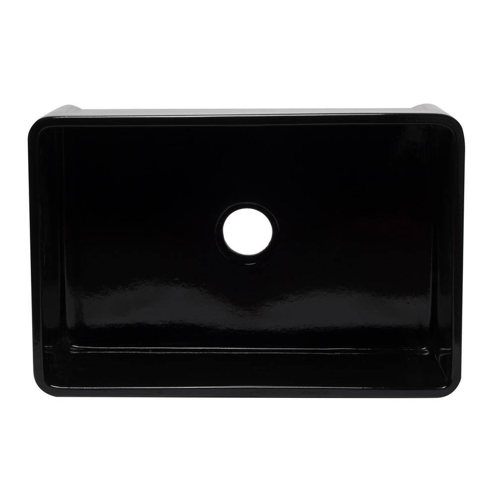 30'' Black Gloss Fireclay Farmhouse Single Bowl Kitchen Sink