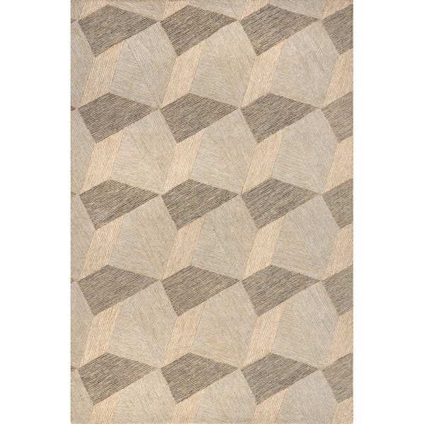 nuLOOM Maryln Casual Geometric Wool Natural 4 ft. x 6 ft. Farmhouse Area Rug