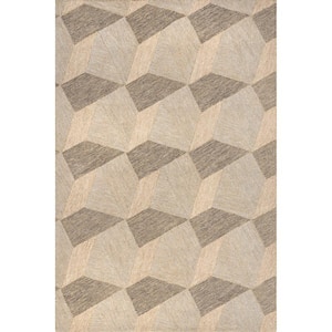 Maryln Casual Geometric Wool Natural 6 ft. x 9 ft. Farmhouse Area Rug