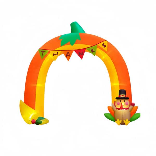 10 ft. Thanksgiving Inflatable Archway with Pumpkin Turkey and Built-in LEDs for Lawn Garden Holiday Decor (1-Pack)