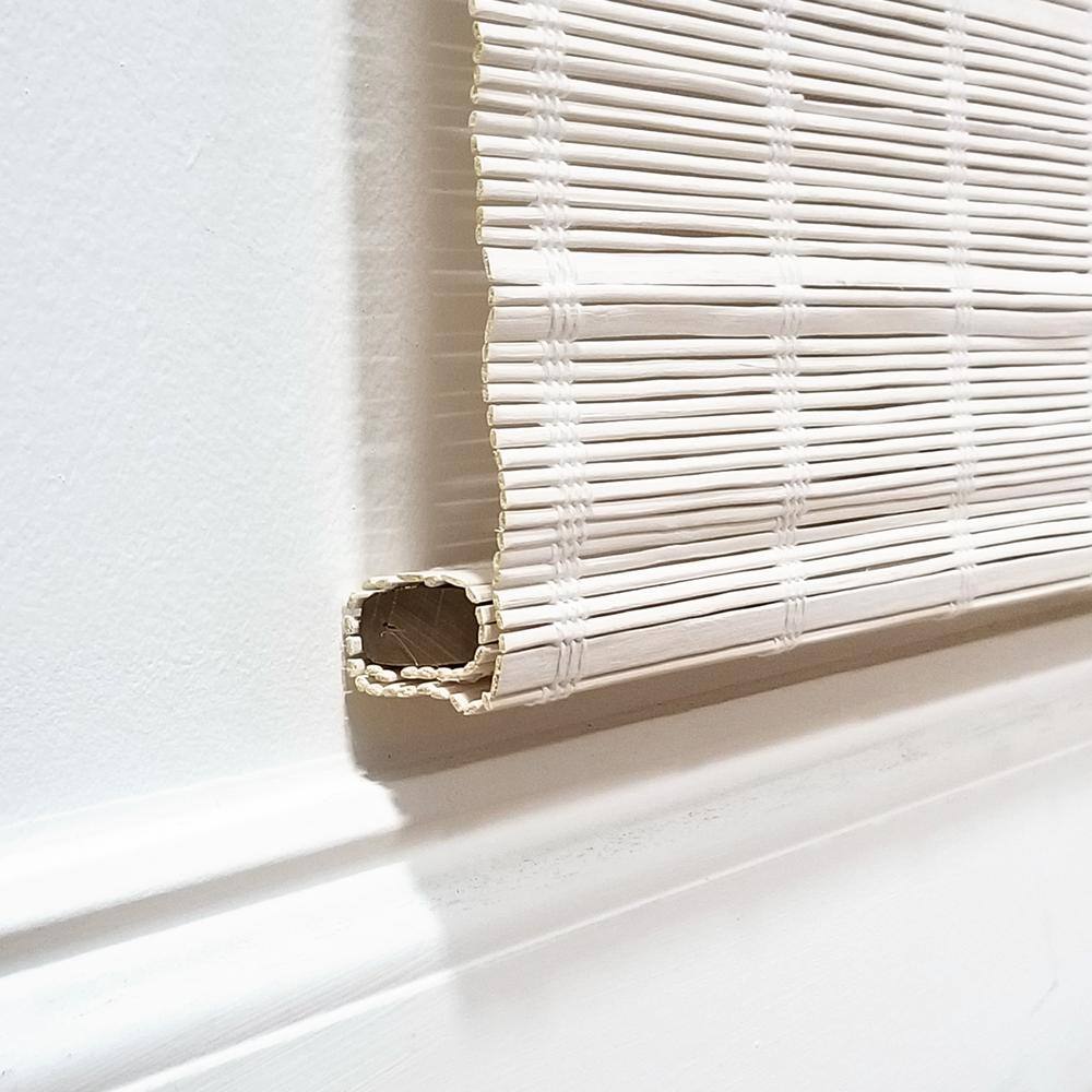 Cordless White Bamboo Roman Shades 31" x 64"