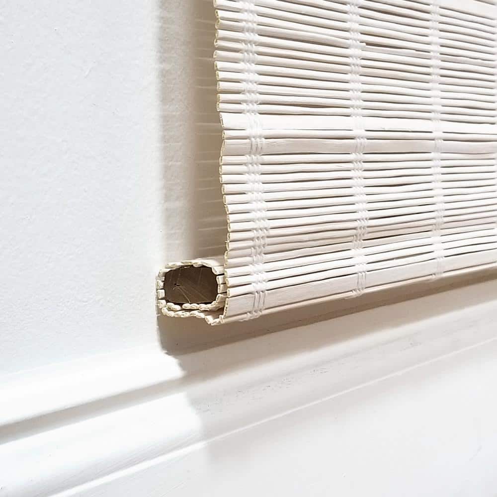 Cordless White Bamboo Roman Shades 46 in.