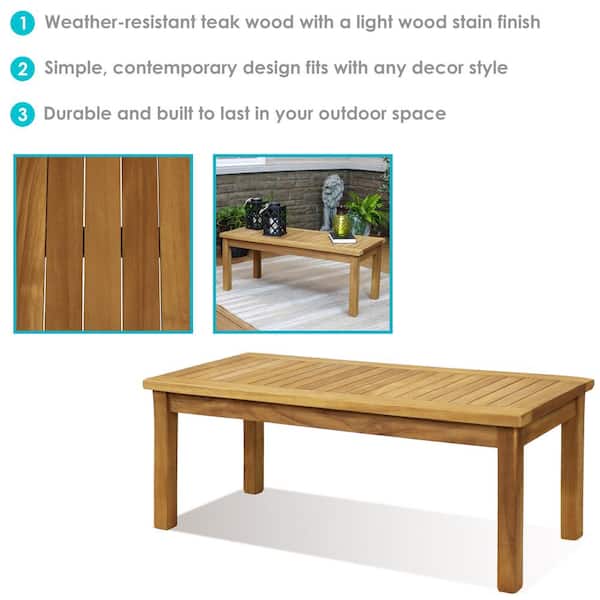 Sunnydaze 45 in. Teak Wooden Stain Finish Outdoor Patio Sunnydaze 45 in. Teak Wooden Stain Finish Outdoor Patio