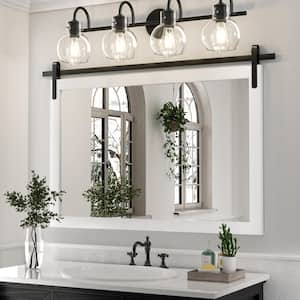 40 in. W x 26 in. H Large Rectangular Mirrors Wood Framed Mirrors Barn Wall Mirrors Bathroom Vanity Mirror in White