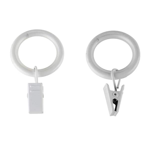 EMOH White Steel Curtain Rings with Clips (Set of 10)