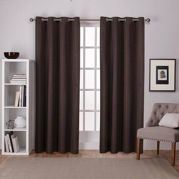 Unbranded Chocolate Faux Silk Thermal Blackout Curtain - 54 in. W x 84 in. L (Set of 2)