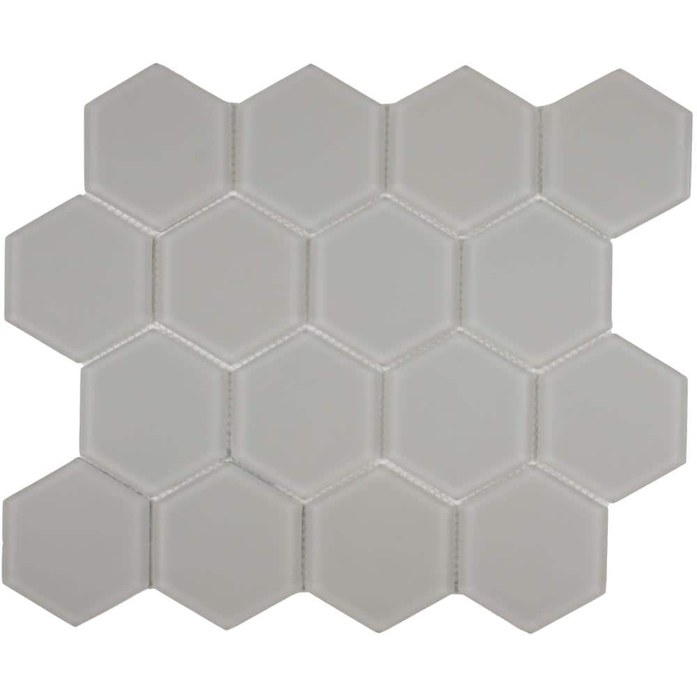 Marsh Matte Gray Glass Honeycomb Mosaic Tile 11x12