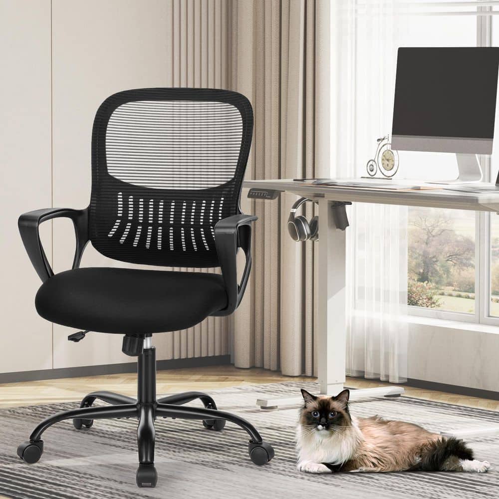 Swivel Office Chair and Mesh Foam Ergonomic Gaming Chair in Black with Adjustable Foot Ring and Back Storage Basket price history on PriceWatchPro