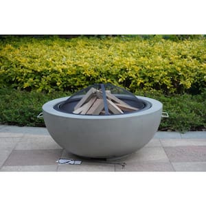 36 in. x 20.75 in. Round Outdoor Concrete Finish Wood Burning Fire Pit
