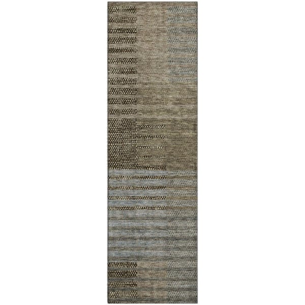 Mayfield Premium Machine Washable Abstract AMF954 Taupe 2 ft. 3 in. x 7 ft. 6 in. Runner Rug