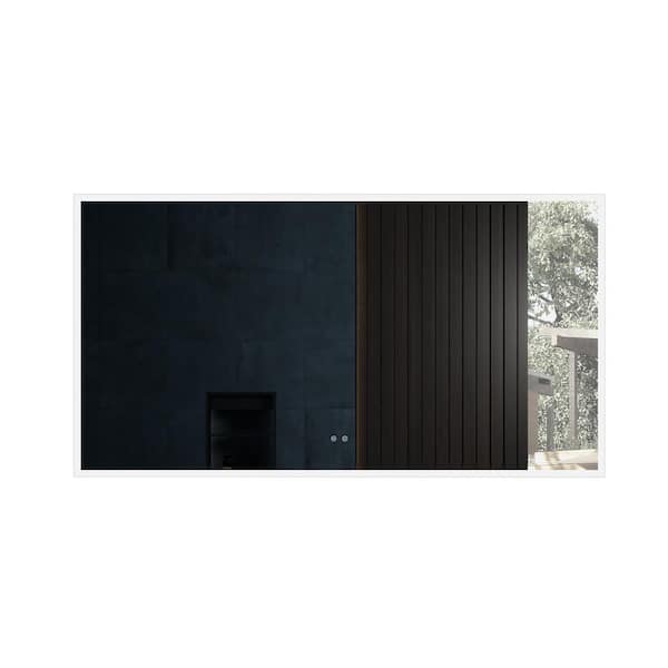 60 in. W x 32 in. H Rectangular Framed Wall Mounted LED Backlit Anti-Fog Bathroom Vanity Mirror with Memory Function