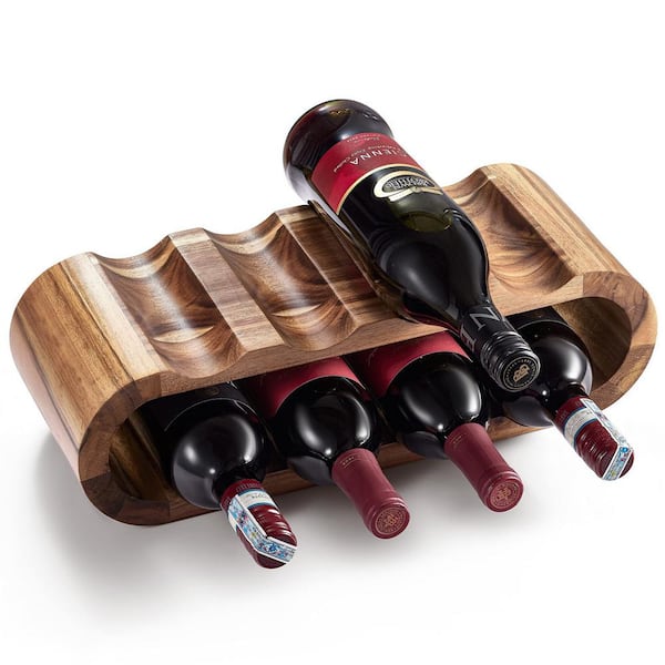 Numhew 8-Bottle Natural Wood Countertop Wine Rack, Wine Bottle